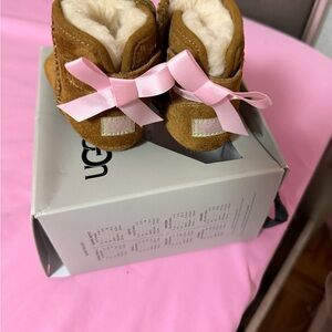 UGG Baby Tan Boots with Pink Accents